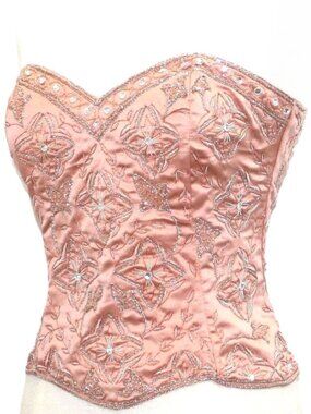JASDEE Vintage BustierCorset HandWork GottaThread Embroidery OnSatin Style F3136